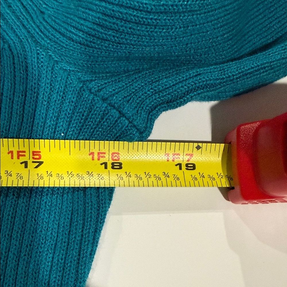 Belle by Kim Gravel Teal Sweater with Pink and Orange Accents, NWOT - Medium - Picture 9 of 10